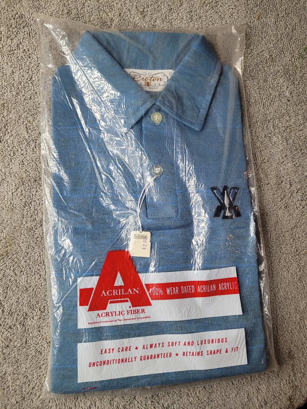 Vintage Croton Knit Wear Shirt Boys Size 6 Long Sleeve Acrylic Blue Logo New